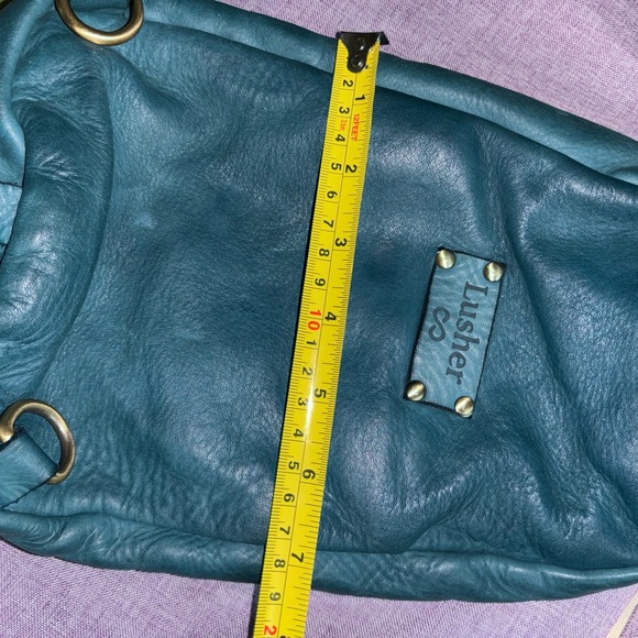 Lusher Italian Leather Sling Bag Deep Teal With Dust Bag - Picture 8 of 9